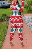 Multicolor Fashion Casual Print Patchwork Zipper Collar Skinny Jumpsuits