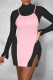 Black Pink Fashion Casual Solid Patchwork Slit Turtleneck Long Sleeve Two Pieces