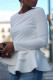 White Fashion Casual Solid Basic O Neck Tops