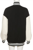 Black Fashion Casual Patchwork Letter Mandarin Collar Outerwear