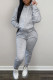 Grey Fashion Casual Solid Basic Hooded Collar Long Sleeve Two Pieces