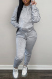 Dark Gray Fashion Casual Solid Basic Hooded Collar Long Sleeve Two Pieces