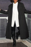 Black Fashion Casual Solid Patchwork Cardigan Turndown Collar Outerwear
