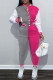 Gray Pink Fashion Casual Solid Patchwork Long Sleeve Two Pieces