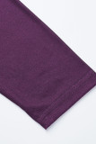 Purple Fashion Casual Gradual Change Print Basic O Neck Long Sleeve Two Pieces