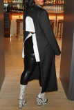 Black Fashion Casual Solid Patchwork Cardigan Turndown Collar Outerwear