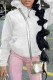 White Fashion Casual Solid Basic Hooded Collar Tops