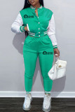 Red Fashion Casual Patchwork Letter Long Sleeve Two Pieces
