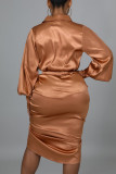 Black Fashion Casual Solid Bandage Patchwork Turndown Collar Long Sleeve Two Pieces