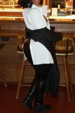 Black Fashion Casual Solid Patchwork Cardigan Turndown Collar Outerwear
