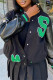 Black Fashion Casual Patchwork Letter Outerwear