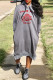 Grey Fashion Casual Print Basic Hooded Collar Long Sleeve Dresses