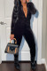 Black Fashion Casual Solid Fold V Neck Long Sleeve Skinny Jumpsuits