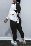 Red Fashion Casual Patchwork Letter Long Sleeve Two Pieces