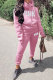 Pink Fashion Casual Letter Print Basic Hooded Collar Long Sleeve Two Pieces