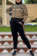 Leopard Print Fashion Street Letter Patchwork Long Sleeve Two Pieces