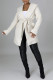 White Fashion Casual Solid Cardigan With Belt Turndown Collar Outerwear