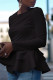 Black Fashion Casual Solid Basic O Neck Tops