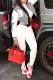 Red Casual Street Print Patchwork Buckle Outerwear