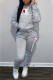 Grey Fashion Sportswear Print Letter Hooded Collar Long Sleeve Two Pieces