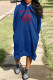 Blue Fashion Casual Print Basic Hooded Collar Long Sleeve Dresses