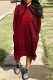 Burgundy Fashion Casual Print Basic Hooded Collar Long Sleeve Dresses