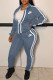 Grey Fashion Casual Print Patchwork Turndown Collar Long Sleeve Two Pieces