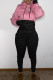 Pink Fashion Casual Patchwork Basic Hooded Collar Long Sleeve Two Pieces