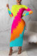 Rose Red Fashion Sexy Print Basic O Neck Long Sleeve Dresses