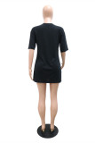 Apricot Fashion Casual Hot Drilling Basic O Neck Long Sleeve Dresses (Without Belt Bag)