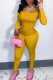 Ginger Sexy Solid Patchwork Off the Shoulder Regular Jumpsuits