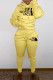 Yellow Fashion Sportswear Print Letter Hooded Collar Long Sleeve Two Pieces