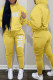 Yellow Fashion Casual Letter Print Basic Hooded Collar Long Sleeve Two Pieces