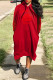 Red Fashion Casual Print Basic Hooded Collar Long Sleeve Dresses