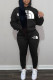 Black Fashion Sportswear Print Letter Hooded Collar Long Sleeve Two Pieces