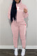 Pink Fashion Sportswear Print Letter Hooded Collar Long Sleeve Two Pieces