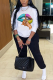 Multi-color Street Print Letter O Neck Long Sleeve Two Pieces
