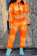 Orange Fashion Casual Print Patchwork Hooded Collar Long Sleeve Two Pieces