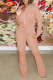 Nude Pink Casual Solid Patchwork Zipper Long Sleeve Two Pieces