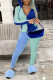 Deep Blue Casual Solid Patchwork Zipper Hooded Collar Long Sleeve Two Pieces
