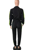 White Casual Solid Patchwork Zipper Collar Long Sleeve Two Pieces