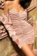 Pink Fashion Sexy Solid Backless Fold Off the Shoulder Long Sleeve Dresses