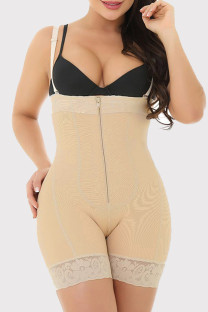 Khaki Fashion Sexy Solid Split Joint Backless Zipper Bustiers