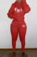 Red Fashion Casual Letter Print Basic Hooded Collar Long Sleeve Two Pieces