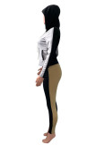 Deep Blue Casual Solid Patchwork Zipper Hooded Collar Long Sleeve Two Pieces