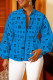 Royal Blue Casual Print Patchwork Zipper Outerwear