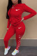 Red Fashion Casual Print Letter Long Sleeve Two Pieces
