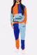 Peacock Blue Fashion Casual Print Patchwork Letter Hooded Collar Long Sleeve Two Pieces