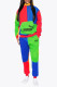 Green Fashion Casual Print Patchwork Letter Hooded Collar Long Sleeve Two Pieces