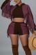 Purple Casual Solid Tassel Patchwork Hooded Collar Long Sleeve Two Pieces